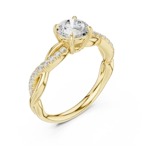 Ethereal Round Brilliant Twist Pavé Solitaire Ring