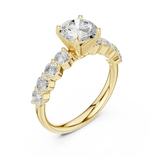 Ethereal Round Brilliant Solitaire Accented Engagement Ring