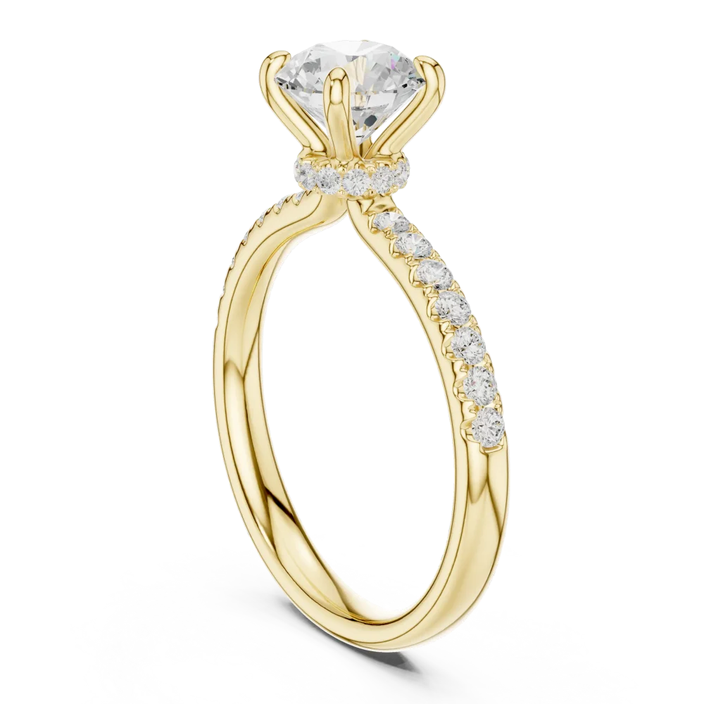 Essence Round Brilliant Solitaire Pavé Engagement Ring - Image 3