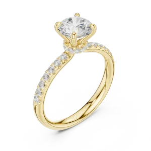 Essence Round Brilliant Solitaire Pavé Engagement Ring