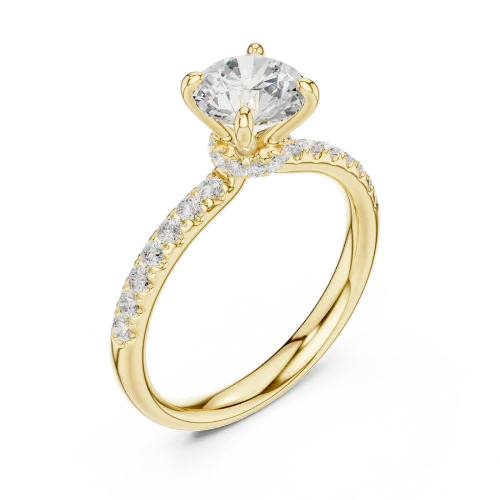 Essence Round Brilliant Solitaire Pavé Engagement Ring