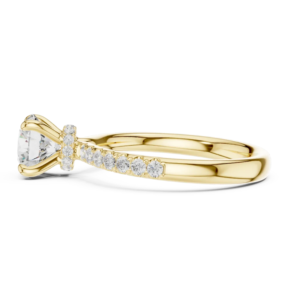 Essence Round Brilliant Solitaire Pavé Engagement Ring - Image 4