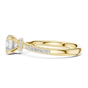 Essence Round Brilliant Solitaire Pavé Engagement Ring - Image 4