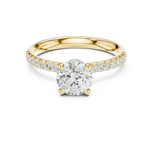 Essence Round Brilliant Solitaire Pavé Engagement Ring - Image 2