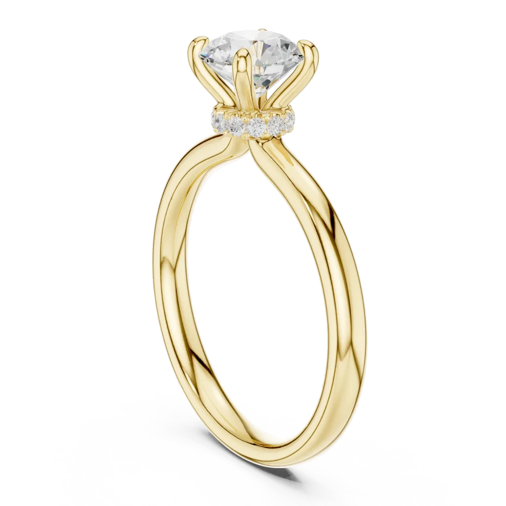 Essence Round Brilliant Cut Hidden Halo Solitaire Ring - Image 3