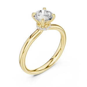 Ethereal Round Brilliant Solitaire Hidden Halo Engagement Ring