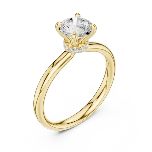 Essence Round Brilliant Cut Hidden Halo Solitaire Ring
