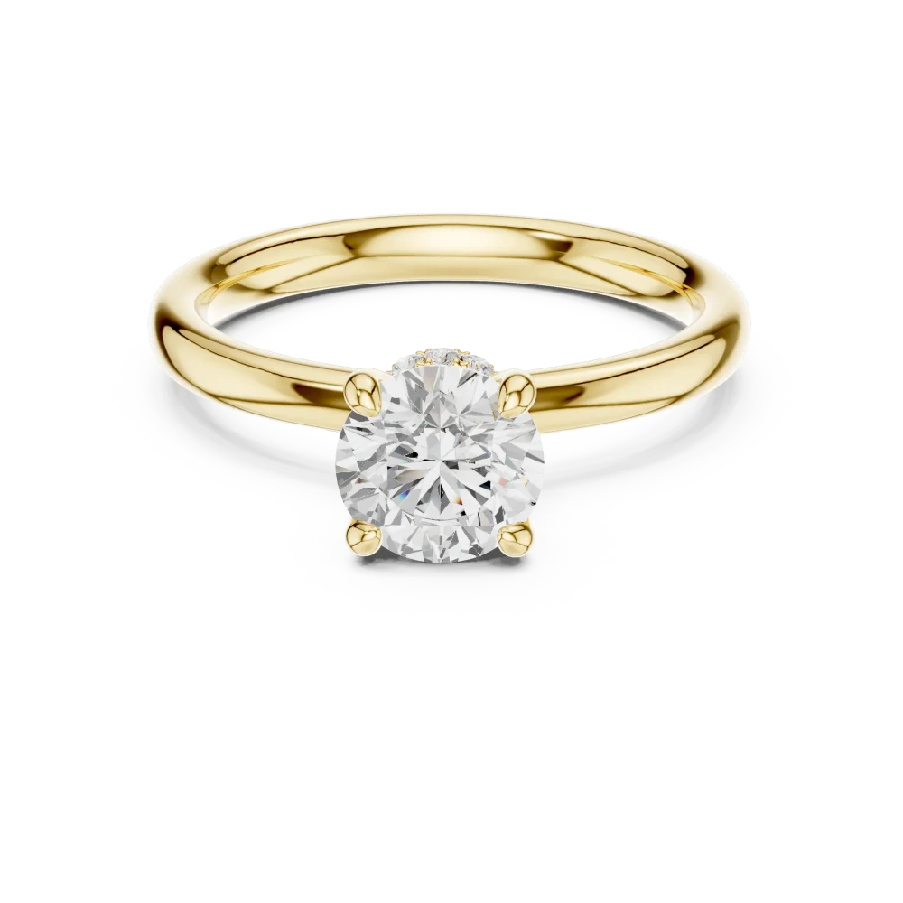 Ethereal Round Brilliant Solitaire Hidden Halo Engagement Ring - Image 2