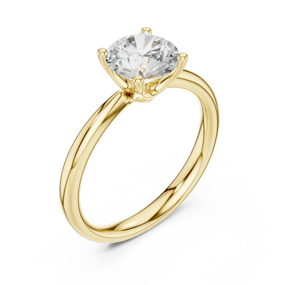 Experience the sheer brilliance of this exquisite round-cut Solitaire engagement ring. Crafted with a premium DIAMEUR diamond, shop this timeless look.