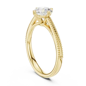 Essence Round Brilliant Bead-Set Solitaire Engagement Ring - Image 3