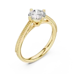 Ethereal Round Brilliant Cut Beaded Band Solitaire Ring