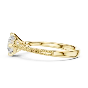 Ethereal Round Brilliant Cut Beaded Band Solitaire Ring - Image 4
