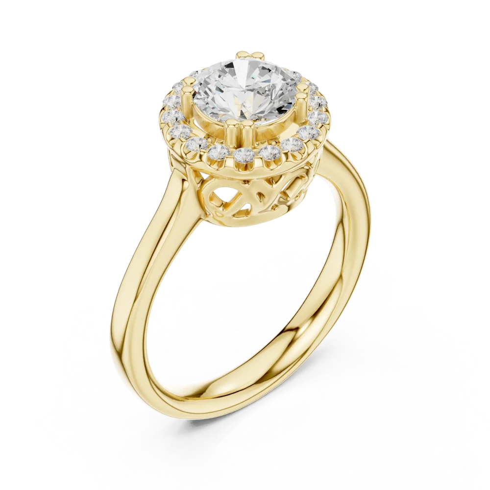 Embrace brilliance with this stunning round Solitaire ring, featuring a premium DIAMEUR lab-grown diamond halo. Shop the ultimate modern classic today.