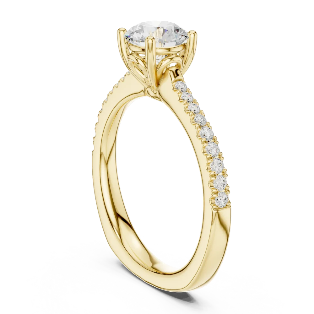 Essence Round Brilliant Pavé-Accent Solitaire Ring - Image 3