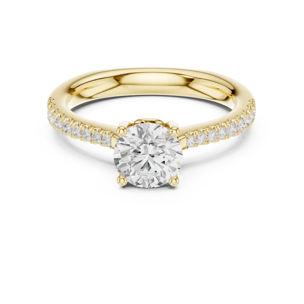 Essence Round Brilliant Pavé-Accent Solitaire Ring - Image 2