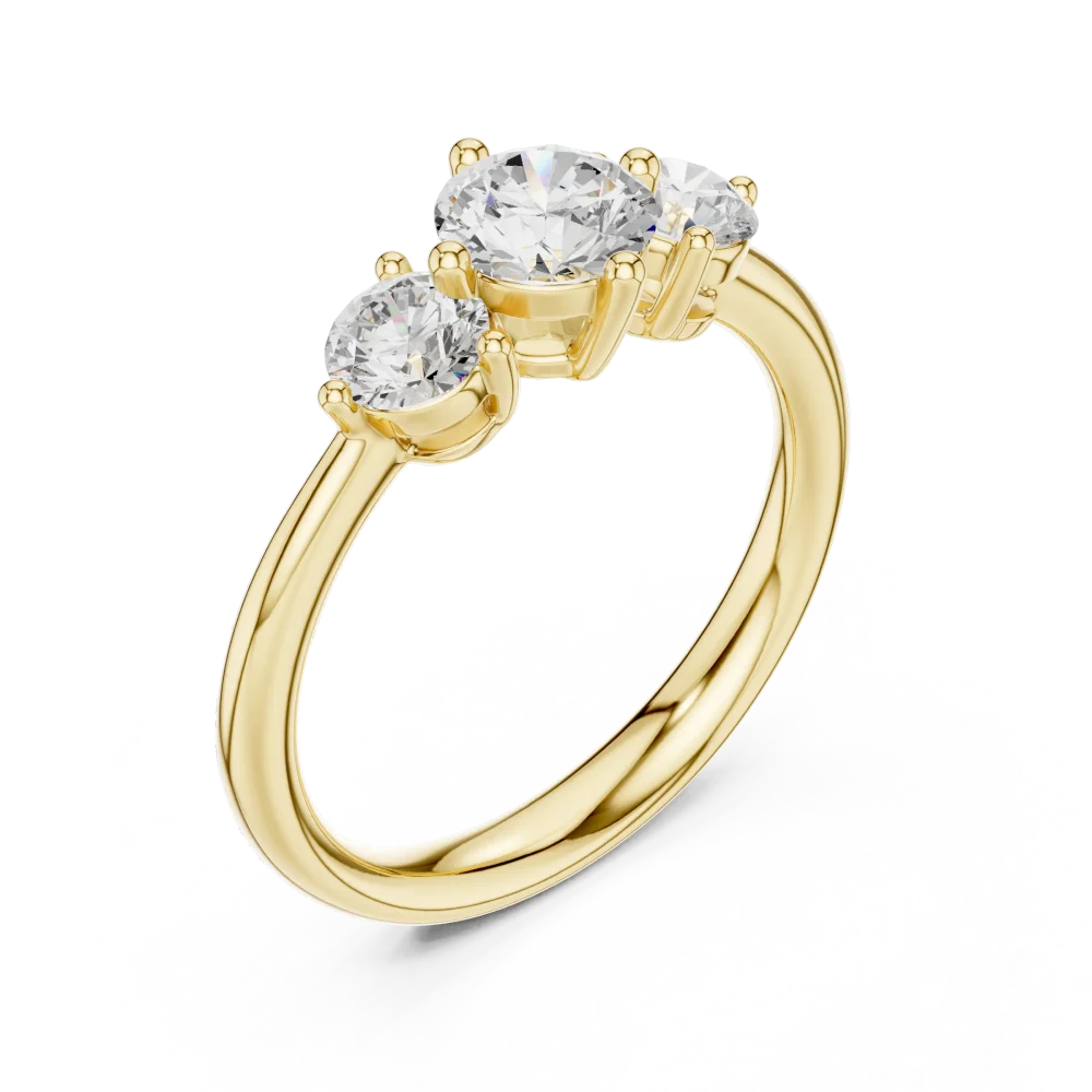 Experience timeless brilliance with this elegant three-stone Solitaire ring, featuring premium DIAMEUR lab-grown diamonds. Shop this modern classic now.