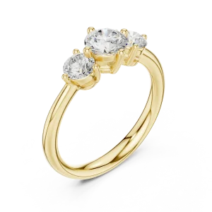 Ethereal Round Brilliant Three Stone Solitaire Ring