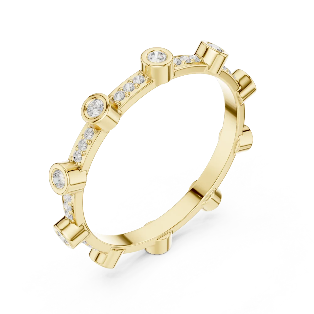 Discover the Essence Band, featuring brilliant round DIAMEUR lab-grown diamonds set in a sleek, architectural design. Elevate your collection today.
