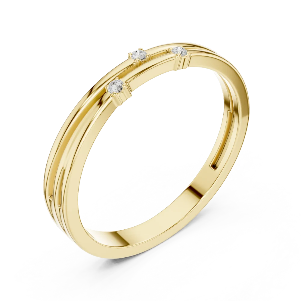 Discover the refined elegance of this linear band, featuring three round DIAMEUR diamonds in a sleek, modern setting. Shop this sustainable luxury piece.