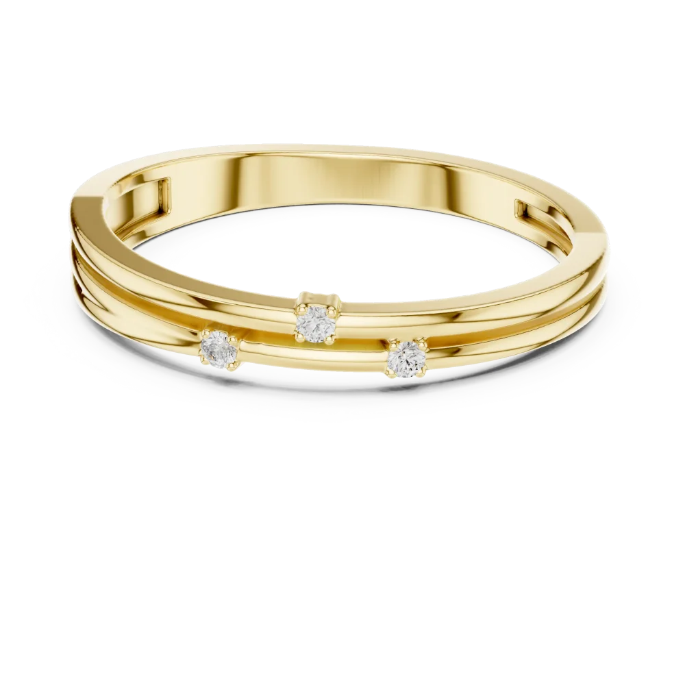 Linear Essence Triple Round Brilliant-Cut Diamond Band - Image 2