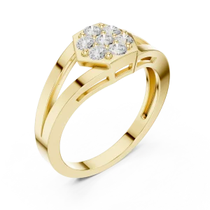 Hexagonal Cluster Brilliant-Cut Lab-Grown Diamond Ring