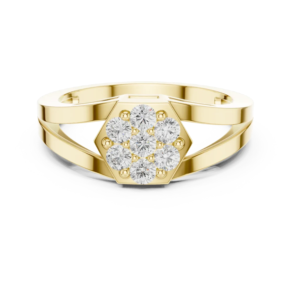 Hexagonal Cluster Brilliant-Cut Lab-Grown Diamond Ring - Image 2