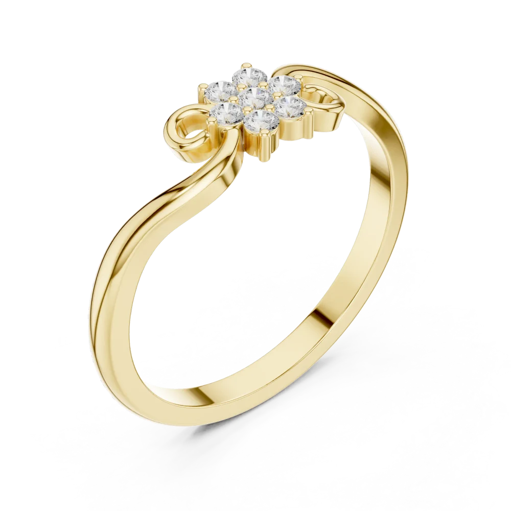 Discover the Fluid Cluster ring, featuring radiant DIAMEUR diamonds set in a sculptural gold design. Elevate your style with this modern classic today.