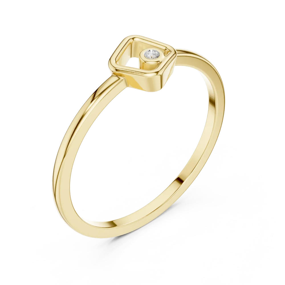 Discover the elegance of this architectural frame ring, featuring a brilliant-cut DIAMEUR diamond. A modern classic for your collection. Shop now.