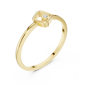 Geometric Frame Round Brilliant Cut Accent Ring