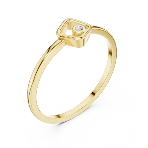 Geometric Frame Round Brilliant Cut Accent Ring