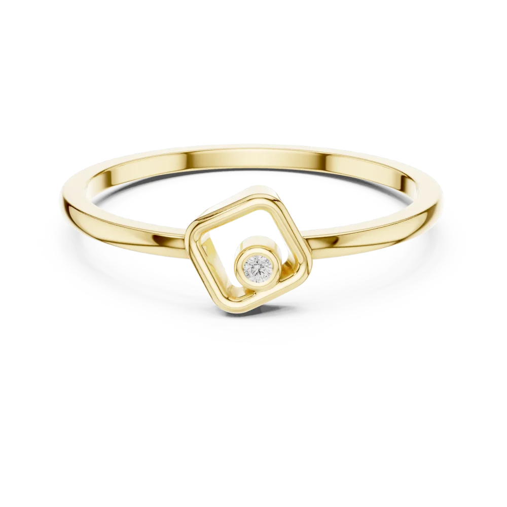 Geometric Frame Round Brilliant Cut Accent Ring - Image 2