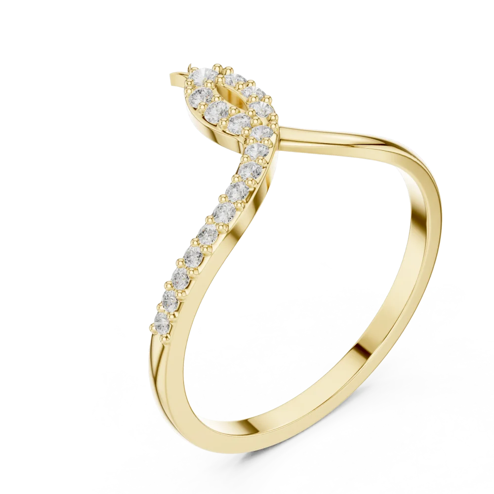 Discover the elegance of our fluid linear ring, featuring brilliant-cut DIAMEUR lab-grown diamonds set in a sculptural pavé design. Shop the look today.