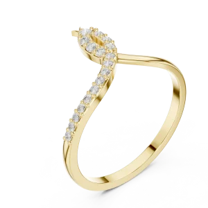 Fluid Linear Round Brilliant Pavé-Set Ring