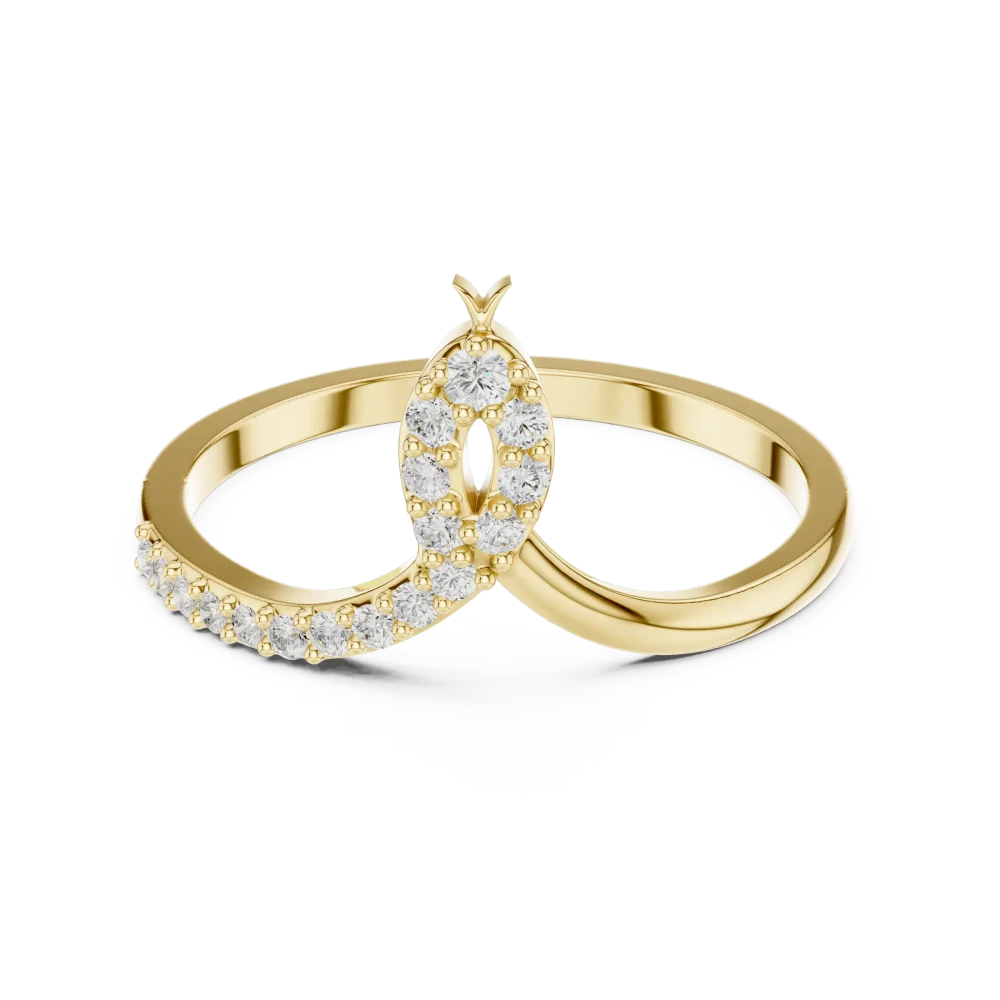 Fluid Linear Round Brilliant Pavé-Set Ring - Image 2
