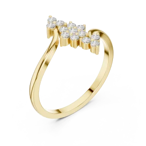 Fluid Kinetic Round Brilliant Cluster Ring