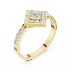Luminary Princess Cut Geometric Halo Accent Ring