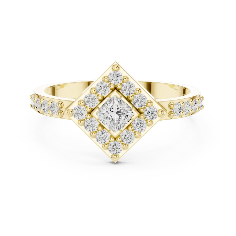 Luminary Princess Cut Geometric Halo Accent Ring - Image 2