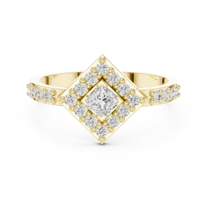 Luminary Princess Cut Geometric Halo Accent Ring - Image 2