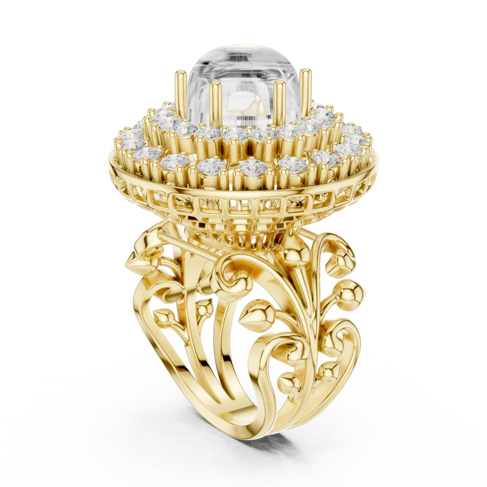 Luminary Round Brilliant Pavé-Set Architectural Statement Ring - Image 3