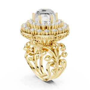 Luminary Round Brilliant Pavé-Set Architectural Statement Ring - Image 3