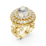 Luminary Round Brilliant Pavé-Set Architectural Statement Ring