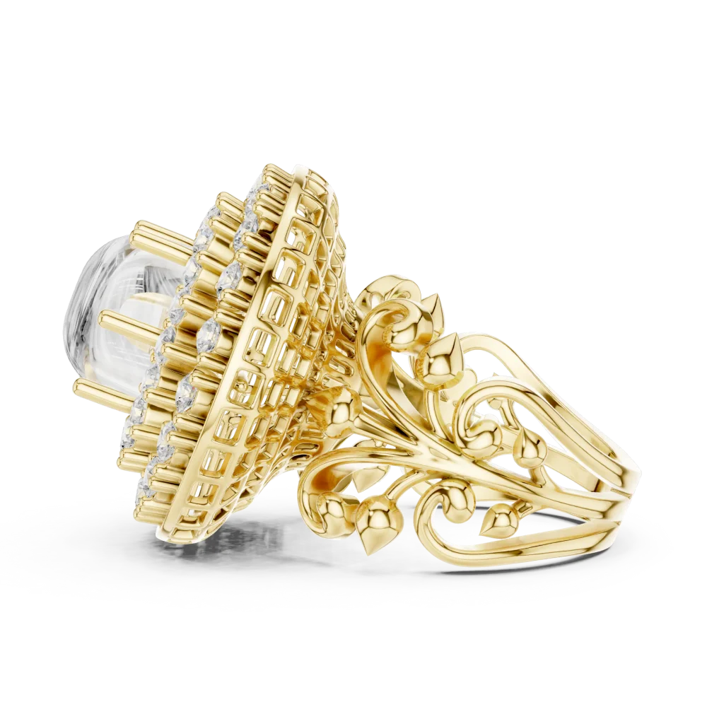 Luminary Round Brilliant Pavé-Set Architectural Statement Ring - Image 4