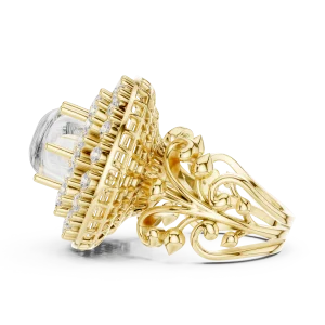 Luminary Round Brilliant Pavé-Set Architectural Statement Ring - Image 4