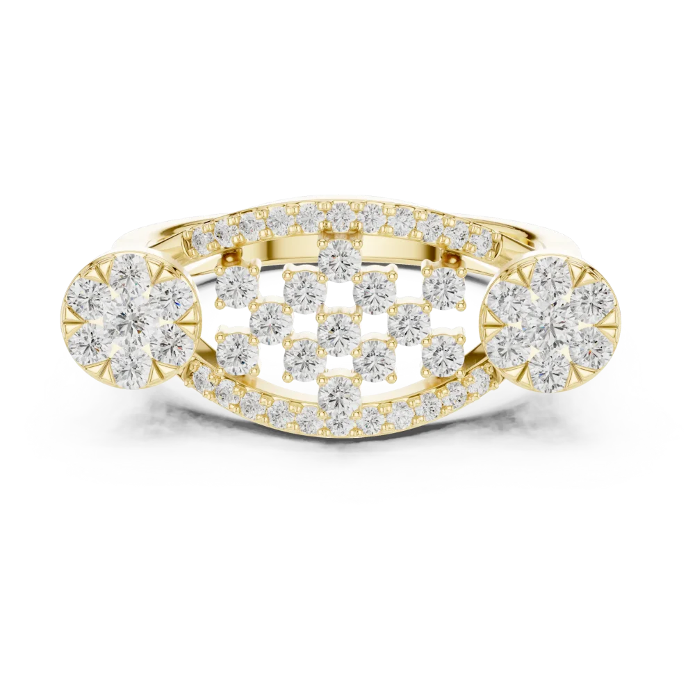 Luminary Round Brilliant Pavé-Set Architectural Cocktail Ring - Image 2