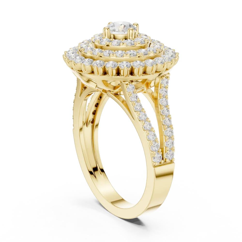 Luminary Round Brilliant Double Halo Statement Ring - Image 3
