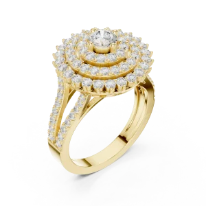 Luminary Round Brilliant Double Halo Statement Ring