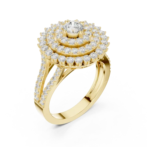 Luminary Round Brilliant Double Halo Statement Ring