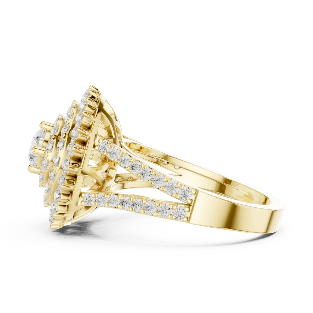 Luminary Round Brilliant Double Halo Statement Ring - Image 4