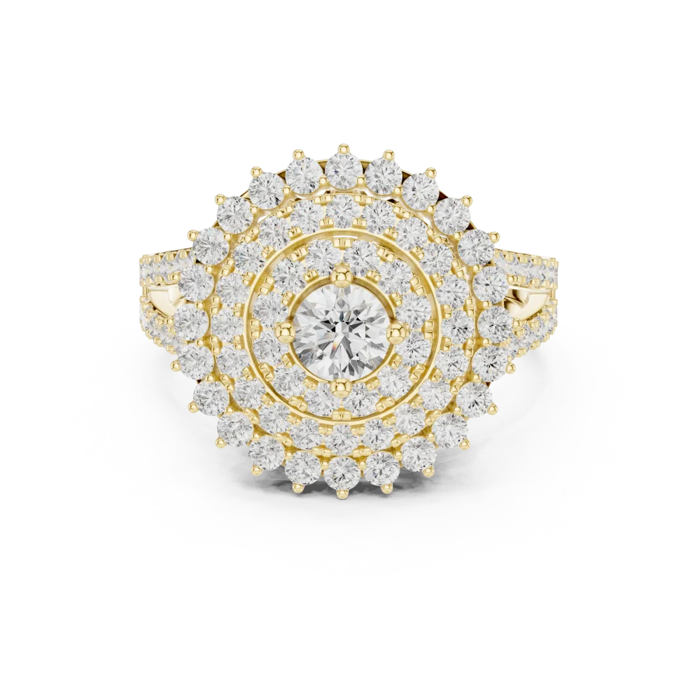 Luminary Round Brilliant Double Halo Statement Ring - Image 2