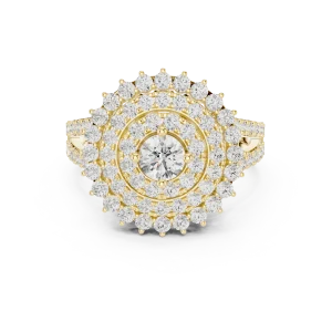 Luminary Round Brilliant Double Halo Statement Ring - Image 2